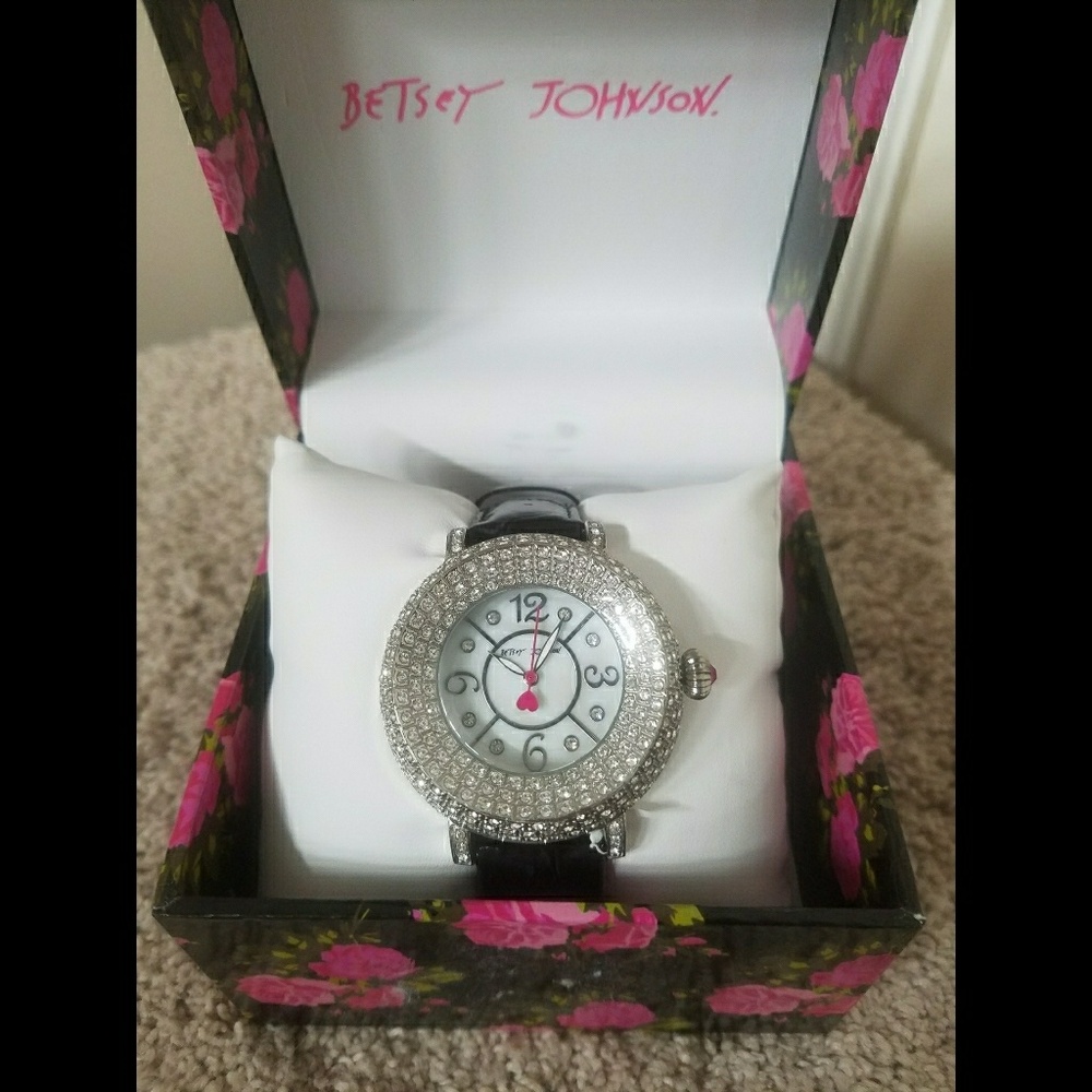 Betsey Johnson Sliver Rhinestone Watch